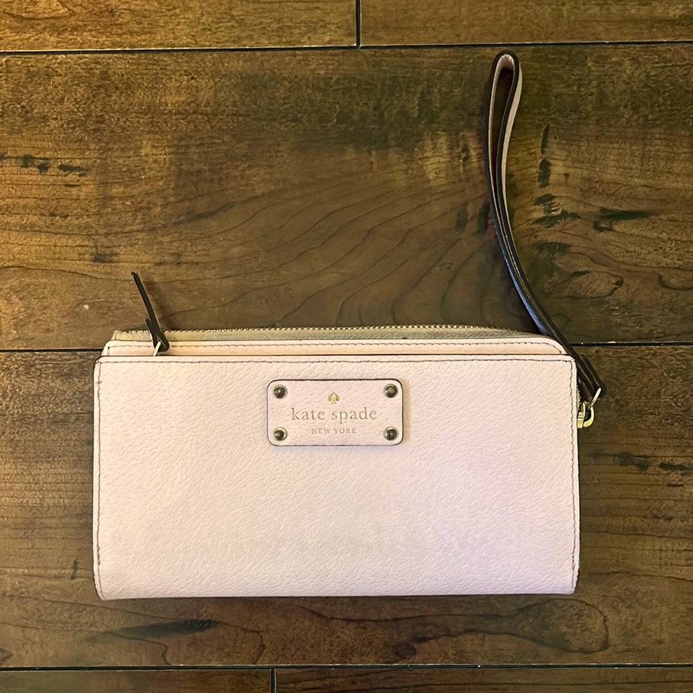 Kate Spade Chalk Pink Double Zip Wristlet Wallet. Length 8” Height 4 1/2”